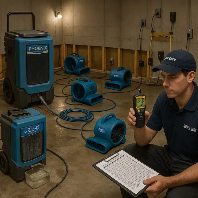 Structural Drying and Dehumidification process in Palmdale, PA